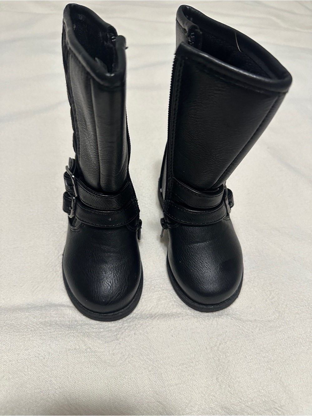 Rachel Shoes Kids Black Mid-Calf Buckle Zip Boots